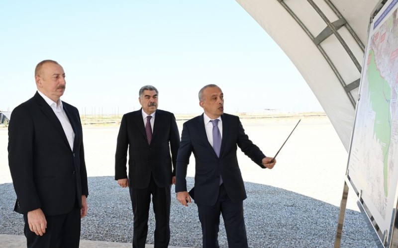 Prezident Şirvan suvarma kanalının təməlini qoyub -